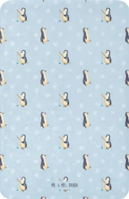 Produktbild von Mr. & Mrs. Panda Decke Pinguin marschieren 100 x 150 cm - Blau - Geschenk, Schwester, Kuscheldecke, Heimdecke, Tagesdecke, Familie, Flauschdecke, Stolz, Plaid