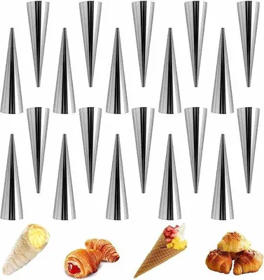 Produktbild von 20-teiliges Cannoli- und Crèmehorn-Drehwerk - Edelstahl, geeignet für Gebäck und Desserts