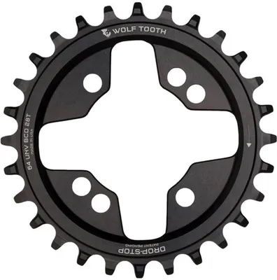 Produktbild von Wolf Tooth Kettenblatt, 64 BCD, 4-Loch, 28 Z., Drop-Stop A, black