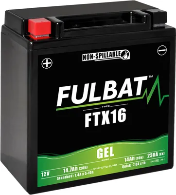 Image de Batterie FULBAT FUL GEL - FTX16 / YTX16 (Gel, sans entretien)