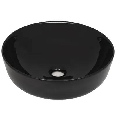 Zdjęcie produktu dla vidaXL Umywalka ceramiczna okrągła czarna 41,5 x 13,5 cm