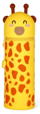 2-in-1 Silikon-Federmäppchen, Giraffe, 18,5 cm, Stiftehalter