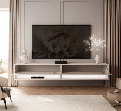 Produktbild von RTV Hängeschrank CALANTE 180 cm mit LED-Beleuchtung Kaschmir / Kaschmir Hochglanz