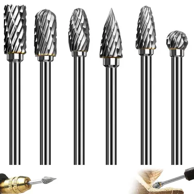 Hartmetall-Fräserset 6-teilig, Schaft 6 mm, Doppelschneider