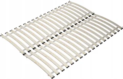 A wooden bed frame base.