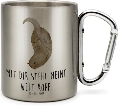 Produktbild von Mr. & Mrs. Panda Teebecher Otter Kopfüber - Transparent - Geschenk, Teetasse, Verknallt, Reisebecher, Thermobecher, Edelstahlbecher, Liebe, Liebesgeschenk, Isolierbecher