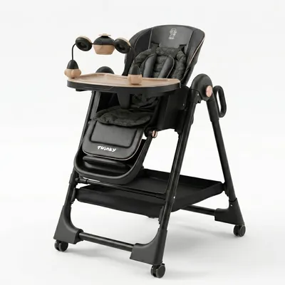 Image de Twinky® Chaise Haute Bébé EXPLORE | Évolutive, Pliable & Réglable | Siège Repas Confort de 6 Mois à 3 Ans | Noir