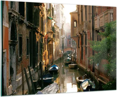 Produktbild von Bilder auf glas - Venedig Brücke Wasser Haus - 100x70cm - Glasbilder - Wandbilder - Kunstdruck - zum Aufhängen bereit - Wanddekoration aus Glas - Glas Bilder - Wandbild auf Glas - GAA100x70-2532