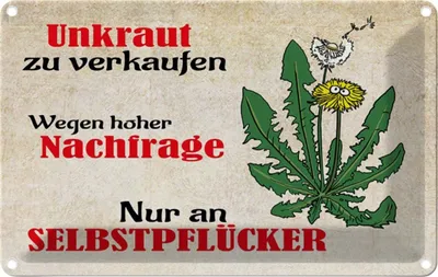 Produktbild von vianmo Blechschild 12x18 cm Unkraut nur an Selbstpfücker Warnschild Hinweisschild Sicherheit Vorsicht