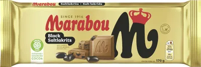 Zdjęcie produktu dla Czekolada mleczna Marabou z solonym lukrecją – tabliczka, opakowanie 170 g