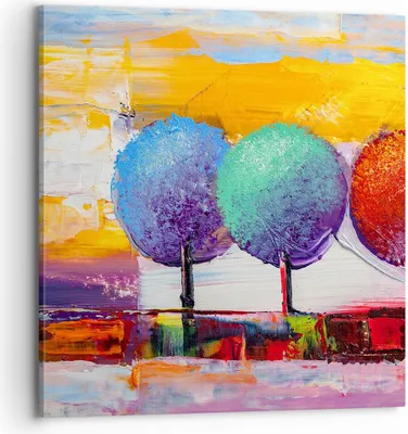 Produktbild von Bild auf Leinwand - Leinwandbild - Bäume Wiese Sommer - 70x70cm - Wand Bild - Wanddeko - Wandbilder - Leinwanddruck - Bilder - Kunstdruck - Wanddekoration - Leinwand bilder - Wandkunst - AC70x70-4110