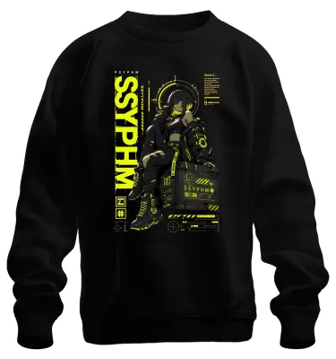 Productafbeelding van SSYPHM Cyberpunk Anime Meisje Techwear Japan Y2K Manga Otaku Sweater, Zwart, Maat L