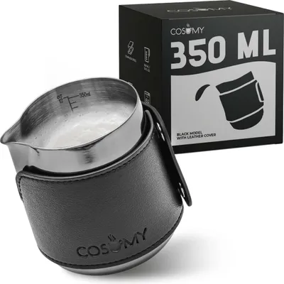 Produktbild von Barista Milchkännchen Edelstahl 350ml mit Lederhülle