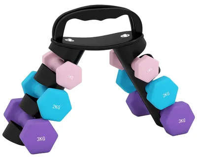 Immagine prodotto di Set di 6 contenitori, da 1 a 3 kg, con supporto | Colore: rosa, azzurro chiaro e viola | Dimensioni: 42x10x30 cm