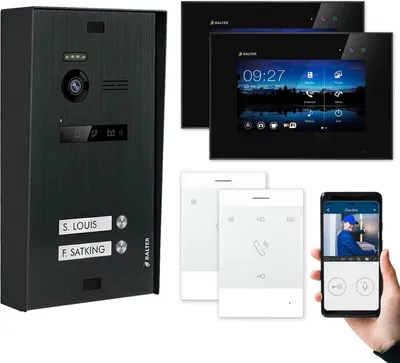 Produktbild von BALTER EVO Aufputz Schwarz 7" WiFi Monitor Schwarz + Talk Video Türsprechanlage Set 2 Familienhaus