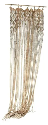 Produktbild von Gardine Manville, handgeknüpft, Makramee-Optik, Boho-Stil, Wohnaccessoire, dekorativer Wandbehang, Outdoor-Vorhang, Baumwolle, Edelstahl, beige