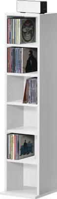 Zdjęcie produktu dla Półka na płyty CD 'Tynset' 90 x 20 x 20 cm Półka stojąca z 6 przegrodami Biała
