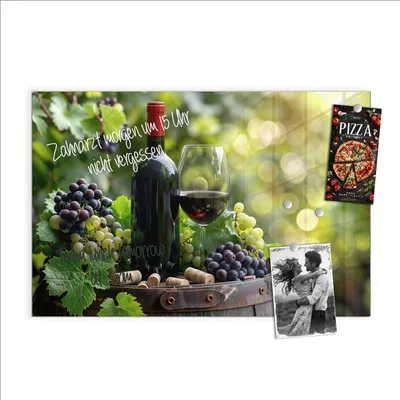 Produktbild von Magnettafel 60x40cm Pinnwand Whiteboard beschreibbar - Wein Und Trauben