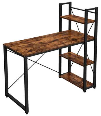 Zdjęcie produktu dla Biurko z regałem półkami komputerowe loft ciemny brąz vintage duże 120x60x120 Begryf