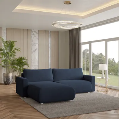 Produktbild von Masseno Ecksofa TURIN N mit Schlaffunktion L-Form, Sofa mit Bettkasten, Wohnzimmersofa, Couch, Soffa, Bettsofa, Couchgarnitur- Blau, NOW OR NEVER 79