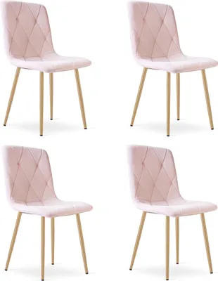 Immagine prodotto di Sedia LIBRA - velluto rosa chiaro / gambe in legno x 4