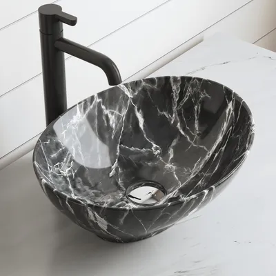 Produktbild von DeerValley Waschbecken badezimmer, ovales aufsatzwaschbecken，nordische Marmorierung, waschbecken bad für, Keramik modernes handwaschbecken