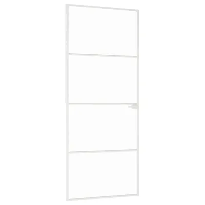 Image de vidaXL Porte intérieure blanche 83x201,5 cm verre trempé & aluminium mince