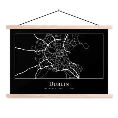Produktbild von MuchoWow® Textilposter Stadtplan - Dublin - Karte 60x40 cm mit holzfarbenen Rahmen - Bilder