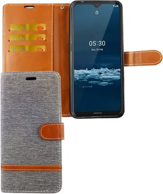 Produktbild von Nokia 5.3 Handy Hülle Schutz Tasche Case Cover Kartenfach Etui Wallet Grau