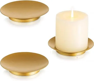 Image de Lot de 3 bougeoirs dorés ronds de 11 cm