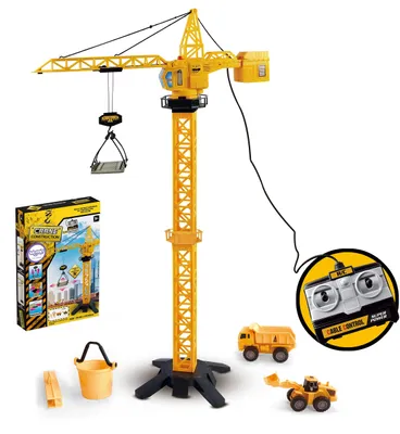 Obrázok produktu pre WOOPIE Diaľkovo ovládaný žeriav, výška 103 cm, R/C, nákladné auto s rýpadlom + 4 figúrky.