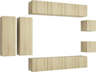 Produktbild von vidaXL 8-tlg. TV-Schrank-Set Sonoma-Eiche Holzwerkstoff