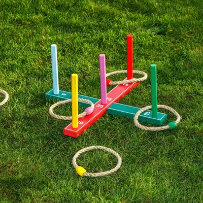 Produktbild von Ringwurfspiel Set Spiel Holz Geschicklichkeitsspiel Wurf Wurfspiel RINGE WERFEN