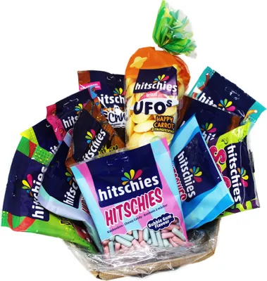 Obrázek produktu pro Hitschies dárkový koš Best of Mix sladkokyselý dárkový koš 1550g
