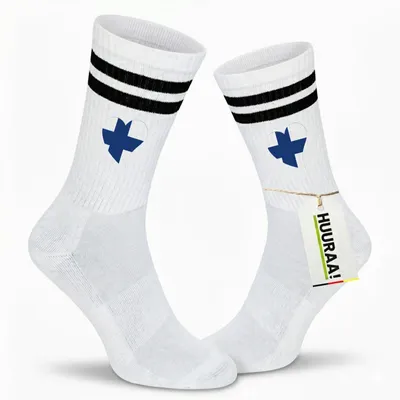 Produktbild von Huuraa Uni Socken Finnland Flagge Herz 37/41 Black Baumwolle Tennissocken Geschenkidee