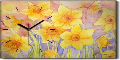 Produktbild von Leinwand Wanduhr Wandkunst Uhr Geräuschlos 60x30 Gemälde Abstrakte Blumen Kunst - schwarze Hände