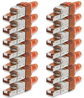Produktbild von Netzwerkstecker CAT 7 Werkzeuglos 14x RJ45 Netzwerk Stecker geschirmt Metall Neu