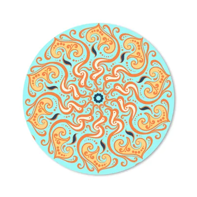 Produktbild von MuchoWow® Mauspad Mousepad Mandala - Blume - Orange - Blau 40x40 cm - Mousepads - Maus Mat - Pad - Mausunterlage - Schreibtisch Accessoires