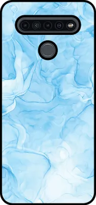 Produktbild von Smartphonica Handytasche Passend für LG K51S mit Marmordruck - TPU Rückendeckung Fall Marmor Design - Hellblau