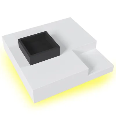 Obrázek produktu pro Abrihome lesklý konferenční stolek 72x72x30cm, rozkládací stolek do obývacího pokoje s LED osvětlením, bílý