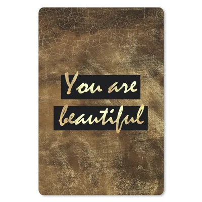 Produktbild von MuchoWow® Mauspad Mousepad Zitat - Schönheit - Braun - Gold 18x27 cm - Mousepads - Maus Mat - Pad - Mausunterlage