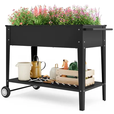 Zdjęcie produktu dla Podwyższone łóżko Bealife CC25 z kółkami i schowkiem - 104 x 41 x 80 cm, odporne na warunki atmosferyczne na taras, balkon i do ogrodu