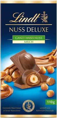 Produktbild von Lindt Nuss Deluxe Ganze Haselnuss Vollmilch Tafel 110g