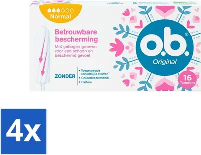 Immagine prodotto di ob Tamponi - Originali normali - Per un comfort e una protezione affidabili - 16 assorbenti - Confezione risparmio - 4 pezzi