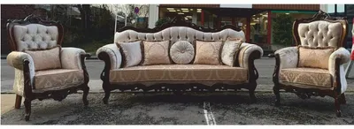 Produktbild von Casa Padrino Luxus Barock Wohnzimmer Set Silber / Dunkelbraun - Barockstil Möbel