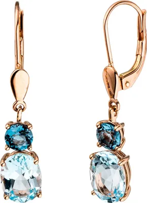 Produktbild von JOBO Boutons 585 Gold Rotgold 2 Blautopase hellblau blau Ohrringe Ohrhänger