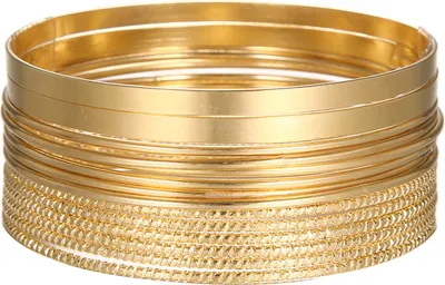 Produktbild von Vintage Unregelmäßiges Armband-Set, Gold, übertrieben glänzend, Zinklegierung, Armreif, Schmuck, Geschenk für Frauen und Mädchen