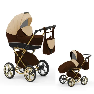 Produktbild von Klassischer Kinderwagen Sorento Gold 2 in 1 inkl. Sportsitz in 19 Farben