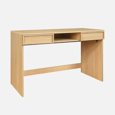 Produktbild von sweeek - Schreibtisch Holzlook 2 Schubladen 1 Ablage 120 cm - Natur