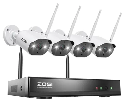 Imagen del producto de Sistema de cámaras de seguridad: Kit NVR Wifi de 8 canales y resolución 2K, con cámaras exteriores de 3MP resistentes a la intemperie